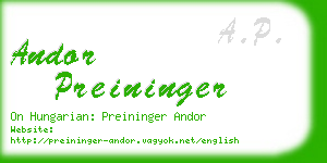 andor preininger business card